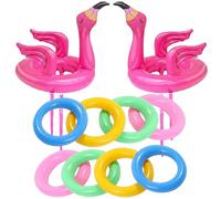 2 Pcs Inflatable Flamingo, Pool Games Set with 8 Pcs Ring Toss, Vibrant Pool Party Decorations for Backyard Fun,Flamingo Inflatable Games for Family Gatherings