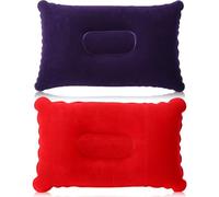 2 Pcs Inflatable Pillows for Camping,Blow up Pillow Travel Air Cushion Beach Outdoor Foldable Hiking Portable Inflating Cushions Sunbed Sun Lounger Back Support Small Ultralight Soft (Red Purple)