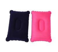 2 Pcs Inflatable Pillows for Camping Travel Beach,Blow Up Cushion Set,Compact Portable Neck Lumbar Support Pillow for Outdoor Sunbathing Holiday Flight Essentials Accessories,34*22cm (Magenta/Navy)