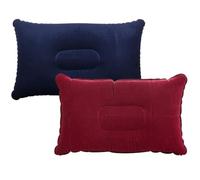 2 PCS Inflatable Pillows - Ultralight Blow Up Camping Pillow 34×22cm - Compact Travel Pillow for Beach, Sunbathing, Sleeping, Neck & Lumbar Support - Portable Outdoor Cushion (Rose Red & Dark Blue)