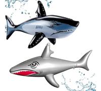 2 PCS Inflatable Shark, Shark Inflatable, Swimming Animal Pool Inflatables, Realistic Pool Inflatables for Beach Party Birthday Decors Dress (Silver & Black)