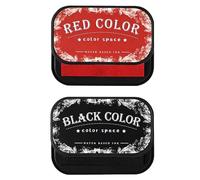 2 PCS Ink Pads for Stamping, Ink Pad, Quick-Drying Formula for Professional Documents, Crafting Projects and Family Activities, Two Ink Pads in Black and Red Colours