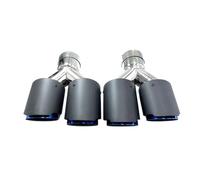 2 PCS Inlet 63mm-Outlet90mm Dual Carbon Fiber Exhaust Tip Blue Steel Exhaust Tip Muffler Compatible With BMW/VW/Benz(51MM IN-101MM OUT)
