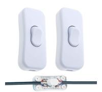 2 Pcs Inline Light Torpedo Switch, Double Pole Switching Lamp Inline Dimmer Replacement, 2A Light Current, Bipolar Switch for Home School Office Desk Lamp Bulb (White)