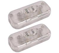 2 Pcs Inline Switch, Electrical Wire Appliance Rocker Switches Rated 250V 6A ON OFF, Clear Lamp Cord Button Switch Repair Replacement Desk Table Light Parts Control Power Cable Plug