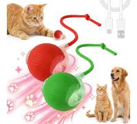 2 PCS Interactive Dog Balls - Active Rolling Ball, Rechargeable Interactive Cats Toys, 360° Automatic Electric Toys, Chase Buddy Dog Toy for Indoor Cats Dogs Active Play Chase, Without Feathers