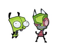 2 Pcs InvaderZIMS Badge Cartoon Figure InvaderZIMS Gir Cute Brooch InvaderZIMS Enamel Pin InvaderZIMS Gir Cosplay Backpack Decor