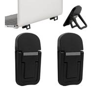 2 Pcs Invisible Laptop Stand, Portable Mini Keyboard Riser Feet Non-Slip Zinc Alloy Dual Tilt Angle Adjustment Foldable Aluminum Self-Adhesive Kickstand for Most Keyboards Laptop Desk Computer Black