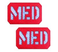 2 PCS IR Reflective MED Tactical Patch Hook and Loop Applique Emblem Patches for First Aid Pouch,Paramedic,First Response Rescue Kit,Tactical Activities,EMT,EMS,Trauma,Medical