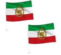 2 Pcs Iran Flag for Car, Small Old Iranian Flags Persian Flag for Car Window, Lion and Sun Design Symbolic Ornament, for Vehicle RV Sedan Travel