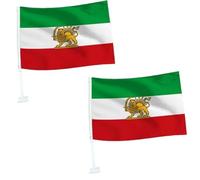 2 Pcs Iran Flag for Car, Small Old Iranian Flags Persian Flag for Car Window, Lion and Sun Design Symbolic Ornament, for Vehicle RV Sedan Travel