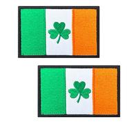 2 PCS Ireland Flag with Lucky Clover Patch Tactical Embroidered Emblem Patch Hook and Loop Applique Badge Patches for Armband,Vest,Hat,Jacket,Jeans,Bag,Biker,Backpack,Uniforms,Clothes