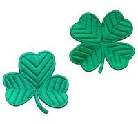 2 PCS Irish Clover Emerald Green Easter Lucky 4 Leaf Embroidered Tactical Emblem Hook and Loop Applique Badge Patch for Uniforms,Pouch,Vest,Clothes,Backpack,Jacket,Jeans,Armband(Green)