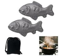 2 PCS Iron Fish for Cooking with Velvet Bag, Cast Iron Fish for Food, Reusable Ir_on Cooking Fishs for Water, Soup & Rice, Natural IRO_n Fishs Kitchen Tool Gift for Home & Camping