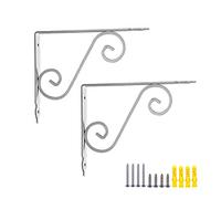 2 Pcs Iron Shelf Brackets, Wall Mounted Shelf Supporter Metal Shelf Bracket Right Angle Support Bracket Heavy Duty Floating Shelf Brackets White (290mm*240mm)