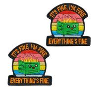 2 PCS It's Fine I'm Fine Every Thing's Fine Patches Funny Meme Embroidered Tactical Patches for Hat,Armband,Vest,Bag,Backpack,Jacket,Pants,Clothes,Coat,Biker Hook and Loop Badge Applique