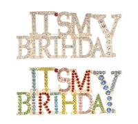 2 Pcs It's My Birthday Pin, Rhinestone Birthday Pin for women Brooches Colorful Crystal Lapel Pins for Celebrations Gifts Party and Birthday Party Fashion Brooch Accessories