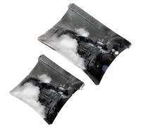 2 PCS Japan Train Railroad Railway Pocket Cosmetic Bag, Self-Closing Shrapnel Makeup Pouch, Portable No Zipper Mini Travel Make Up Bag for Coin Lipstick Cosmetics Earphones Jewelry Organizer