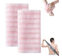 2 Pcs Japanese Back Scrubber Set, Japanese Exfoliating Towel, Extra Long Exfoliating Washcloth, Double-Sided Back Scrubber Towel for Men and Women (C)