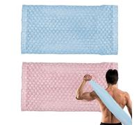 2 Pcs Japanese Exfoliating Shower Towel, Exfoliating Towel, Back Scrubber Set for Scrubbing, Lathering and Dead Skin Removal, Ideal for Sensitive Skin Adults(Blue Pink)