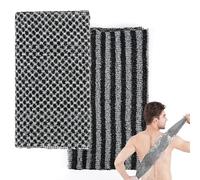 2 Pcs Japanese Exfoliating Shower Towel, Extra Long Deep Exfoliating Washcloth Body Scrub Loofah Back Scrubber for Men Women-Black