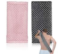 2 Pcs Japanese Exfoliating Towel, Body Extra Long Washcloth, Deep 3D Exfoliating Body Scrubber for Men Women Exfoliation, Scrubbing Brush Loofah Exfoliator (Black and Pink)