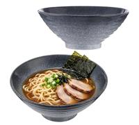 2 Pcs Japanese Style Ramen Bowls, 35.5 Fl Oz Large Capacity Embossing Texture Soup Bowl, Dishwasher & Microwave Safe Dark Blue & Gray Ceramic Noodles Dinnerware for Udon, Pho, Cereal, Porcelain Soup
