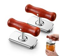 2 PCS Jar Opener for Arthritis Hands, Ergonomic Wooden and Stainless Steel Lid Opener, Adjustable Strong Grip Kitchen Tool for Weak Hands, Seniors, Easy Twist Bottle Opener, Multi-Purpose Gadget