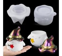 2 Pcs Jar Resin Molds with Lid, Halloween Ghost Wizard Silicone Mold for Resin, Ghost with Witch Lid Storage Jar Epoxy Molds for Resin Casting Craft DIY Jewelry Candy Container (Cute Ghost)