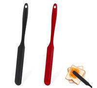 2 Pcs Jar Scraper Kitchen Spatula Heat Resistant Silicone Jar Spatula Jam Spreader for Peanut Butter Sourdough with Long Handle Jars Blender Spatulas for Baking Icing Butter(Red, Black)
