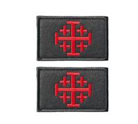 2 PCS Jerusalem Cross Crusader Jihad Patch Hook and Loop Time for Another Crusade Patches Embroidered Meme Tactical Morale Military Badge for Army Backpack Vest Bag Gym Helmets Clothes Hats Believers
