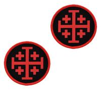 2 PCS Jerusalem Cross Crusader Jihad Patch Tactical Embroidered Christian Badge Crusade Hook and Loop Emblem Patch for Jacket Biker Pants Vests Clothes Uniforms Backpacks Coat Hats Bags Helmets