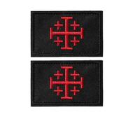 2 PCS Jerusalem Cross Crusader Jihad Patches, Time for Another Crusade Patches, Christian Patches, Hook and Loop, Military Patch for Tactical Backpacks, Clothing, Jeans, Hats, Bags, Jersey Black/Red