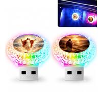 2 Pcs Jesus USB LED Car Interior Atmosphere Lamp, Portable Multi-Color Mini LED Night Light Auto Ambient Lighting, Universal Vehicle Interior Bedroom Decor Car Accessories Jesus Gifts for Women Men