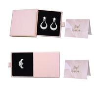 2 Pcs Jewelry Gift Box, Small Kraft Gift Boxes with Lids for Present, Square Cardboard Boxes for Jewellery Necklace Bracelet Earring Ring, 3.15 * 3.15 * 0.7inch (Pink)