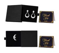 2 Pcs Jewelry Gift Box, Small Kraft Gift Boxes with Lids for Present, Square Cardboard Boxes for Jewellery Necklace Bracelet Earring Ring, 3.15 * 3.15 * 0.7inch (Black)