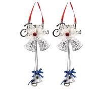 2 Pcs Jingle Bell Christmas Decorations, 25cm Plastic Christmas Bell Pendant Xmas Scene Decoration Holiday Hanging Accessory (Silver)
