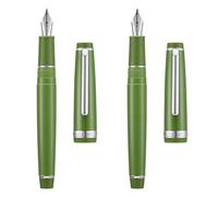 2 PCS Jinhao 82 Resin Fountain Pen Iridium Extra Fine & Fine Nib with Converter, Green with Silver Clip Writing Pen Set