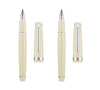 2 PCS Jinhao 82 Resin Fountain Pen Iridium Extra Fine & Fine Nib with Converter, Ivory with Silver Clip Writing Pen Set