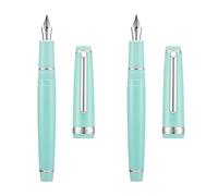 2 PCS Jinhao 82 Resin Fountain Pen Iridium Extra Fine & Fine Nib with Converter, Light Green with Silver Clip Writing Pen Set