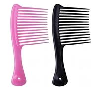 2 PCS Jumbo Rake Comb Long Wide Tooth Rake Handle Hair Comb Plastic Afro Shower Comb for Long Curly Thick Wet Dry Hair Styles Girls Women Men Barber Salon