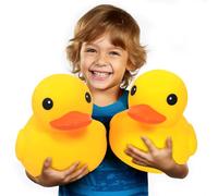2 Pcs Jumbo Rubber Yellow Duck,Kalafona 10.3 Inch Giant Big Large Waterproof No 'Bebe' Noise No Hole Rubber Funny Duck Bath Pool Toy Without Hole for Kids Shower Birthday Party Favor Home Decor