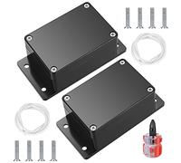 2 Pcs Junction Box Waterproof IP65, Electronic Project Box Enclosure Case, Electrical Junction Box Electronics with Fixed Ear Compatible with Electronic Project - Black