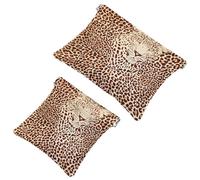 2 PCS Jungle Leopard Pattern Pocket Cosmetic Bag, Self-Closing Shrapnel Makeup Pouch, Portable No Zipper Mini Travel Make Up Bag for Headphones Coin Lipstick Cosmetics Earphones Jewelry Organizer