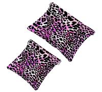 2 PCS Jungle Leopard Print Pocket Cosmetic Bag, Self-Closing Shrapnel Makeup Pouch, Portable No Zipper Mini Travel Make Up Bag for Headphones Coin Lipstick Cosmetics Earphones Jewelry Organizer