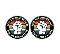 2 Pcs Keep the Immigrants Deport the Racists Pins, Anti-Deportation Pro-Immigrant Fist Round Button Pins, Men's and Women's Activity Metal Alloy Badges