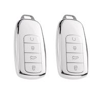 2 Pcs Key Fob Holder For Jaecoo 7 - TPU Key Cover Case Compatible with Chery Tiggo 8 Pro 8 Plus Omoda 5 - 4 Button Car Key Protector Accessories for Chery Models （White）