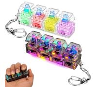 2 Pcs Keyboard Fidget Toy, 4 Button Funny Clicker Fidget Keyring with LED Colorful Lights, Mini Finger Keyboard Caps, Light Up Keychain Keyboard Decompression Toys to Relieve Stress Pass the Time