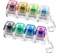 2 Pcs Keyboard Fidget Toy, 4-in-1 Fidget Keyring, Clicky Fidgets Toys, Keyboard Fidget Keychain with Lamp, Portable Fidgets Keyboard, Stress Relief Toys, Functional Gifts, Clear Colorful