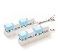 2 Pcs Keyboard Fidget Toy for Adult Decompression Keyboard Fidget Clicker with Keychain for Stress Relief (Blue and White)